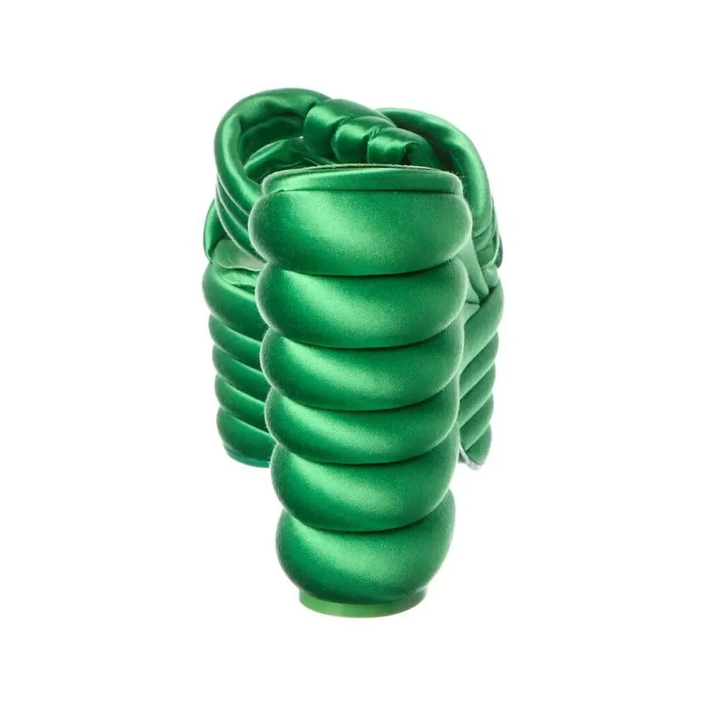 Ferragamo Woven Satin Sandal, Green